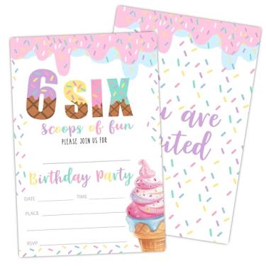 Imagem de Convites de aniversário de 6 anos, convite de festa de aniversário de 6 anos, preencha o convite com envelopes, 20 cartões com 20 envelopes, lembrancinha e decoração de festa de aniversário (10 x 15