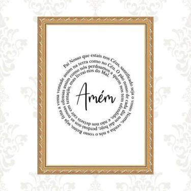 Imagem de Quadro Moldura Dourada Pai Nosso Espiral 33X24Cm - Quadros On-Line