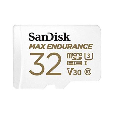 Imagem de Cartão MicroSDHC SanDisk 32 GB de resistência máxima com adaptador para câmeras de segurança doméstica e câmeras de painel - C10, U3, V30, 4K UHD, cartão micro SD - SDSQQVR-032G-GN6IA