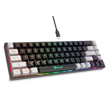 Imagem de Teclado para jogos GEODMAER 65%, mini fio retroiluminado por LED, ultracompacto, anti-ghosting, sem conflito, 68 teclas para PC, laptop, Windows Gamer