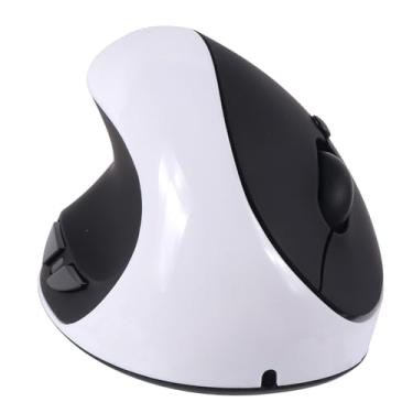Imagem de Mouse ergonômico, mouse vertical sem fio canhoto, mouse sem fio recarregável, mouse óptico de 2,4 GHz: 3 DPI ajustáveis 800/1200/1600 níveis 6 botões, para laptop, PC, computador e notebook (branco)