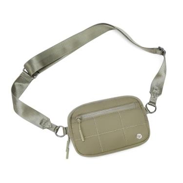 Imagem de WESTBRONCO Bolsas femininas pequenas de nylon com alça ajustável, mini bolsa transversal, bolsa de ombro para viagem e treino, Caqui, Small, Dobrável