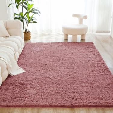 Imagem de Litanika Tapete felpudo rosa 22 x 30,5 cm para sala de estar e quarto