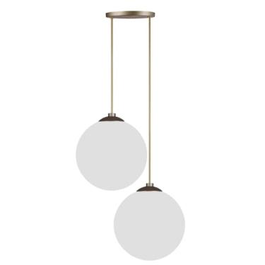 Imagem de Pendente Jabuticaba Duplo Luminária Moderna Preto ou Dourado com 2 Globos de Vidro Branco Leitoso para Lâmpadas G9 Lustre para Quarto Pendente para sala Luminária para Cozinha (Dourado)