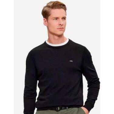 Imagem de Suéter Calvin Klein Jeans Masculino Tricot GL Careca Viscose com Logo Preto-Masculino