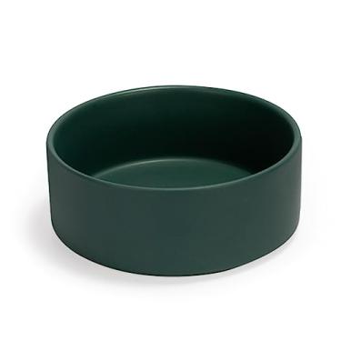 Imagem de SPUNKYJUNKY Tigela de cerâmica para cães e gatos de 1,190 g, tigela de água moderna e pesada para comida verde (1 unidade)