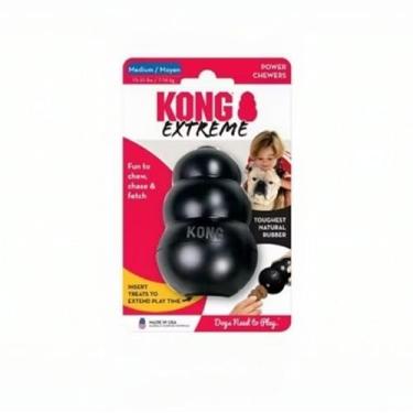 Imagem de Brinquedo Mordedor com Dispenser para Petisco Preto Kong Extreme Medio Kong para Cães