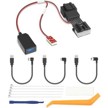 Imagem de YQMAJIM Adaptador De Energia Para Câmera Painel (Tipo A 16P) Compatível Com Ford/Lincoln/Mazda, F150, Bronco, Mustang, Espelho Retrovisor Automático Painel, Cabo Carregador Gps Usb Integrado