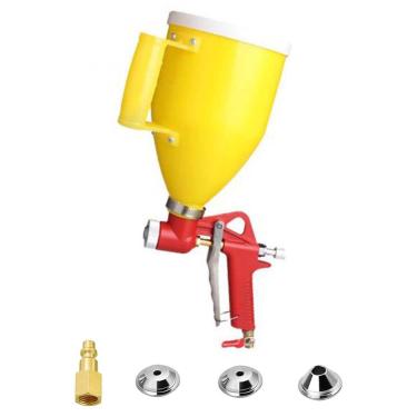 Imagem de YSIL Pistola De Pulverização Com Funil Ar, Ferramenta Textura, Pulverizador Para Pintura Drywall, 0,79 Galões (3 L) 3 Bicos (4,0 Mm/6,0 Mm/8,0 Mm) Teto, Paredes, Amarelo Reto