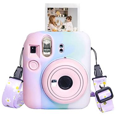 Imagem de CAIYOULE Capa De Silicone Para Câmera Fujifilm Instax Mini 12, Protetora Com Alça Ombro Ajustável - Gradiente Claro