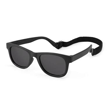 Imagem de FEISEDY Óculos de sol infantis polarizados, armação flexível com alça para bebês meninas e meninos de 2 a 8 anos B2352, Armação preta 001/lente cinza, 42mm