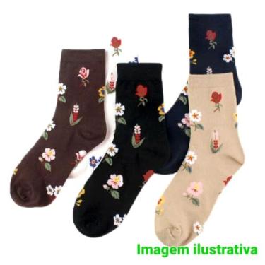Imagem de 12 Pares Meia Feminina CANO MÉDIO N 35 á 40 Algodão Colorida ADULTO Co