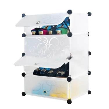 Imagem de Guarda-roupa Sapateira Modular Com 4 Prateleiras, Portátil, Organizador De Brinquedos, Armário Multiuso Para Quarto E Sa
