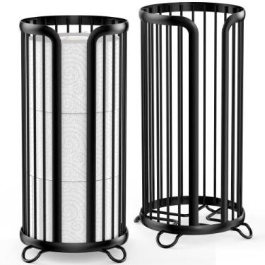 Imagem de Suporte para papel higiênico Bunoxea Freestanding Black, pacote com 2