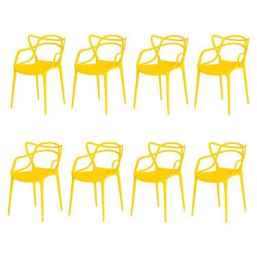Imagem de Kit 8 Cadeiras Allegra Amarela Sala Cozinha Janta
