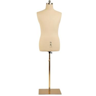 Imagem de lavandeform Manequim De Costura Masculino, Tamanho 36, Profissional Para Exibição E Design Sob Medida, Com Fixação Em Espuma. Torso Ajustável Altura Base Metal Estável. (Bege, 36)