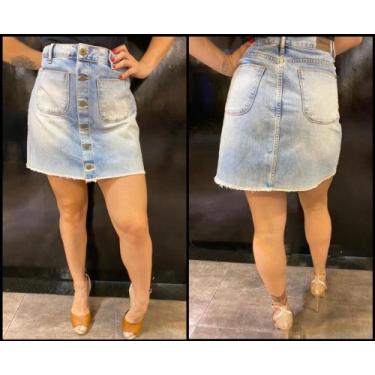 Imagem de Saia jeans feminina jeans claro tamanho 42 - Polo Wear 