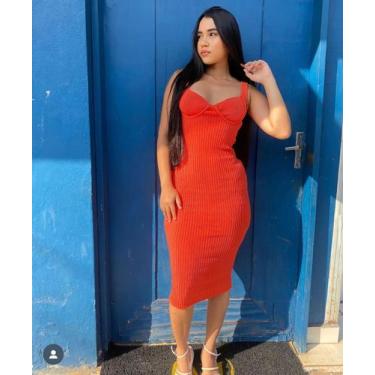 Imagem de Vestido lápis na cor laranja- Tamanho M - Len, M