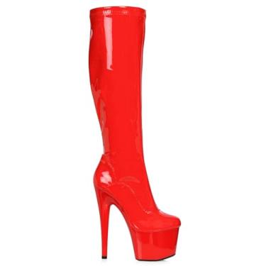 Imagem de Ellie Shoes Bota de cano alto feminina 709-zemma, Vermelho, 10