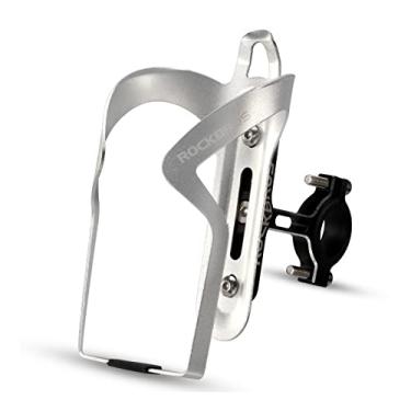 Imagem de ROCKBROS Suporte para copo de bicicleta, suporte de garrafa de bicicleta 2 em 1 gaiolas de garrafa de água de liga de alumínio, porta-copos de rotação universal para guidões de bicicleta, moto, MTB, barco, andador, cadeira de rodas, carrinho de passeio
