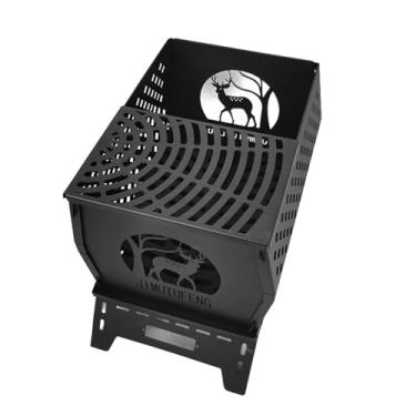 Imagem de CIADAZ Suporte de fogueira portátil fogão a lenha fogão aço carbono dobrável fogão a lenha para cozinhar ao ar livre acampamento piquenique mochila caminhadas