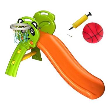 Imagem de Playground Infatil 2 em 1 Escorregador Cesta De Basquete Importway