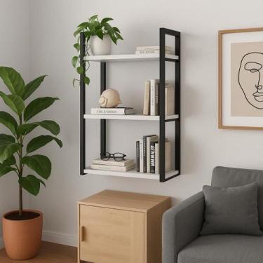 Imagem de Prateleira Nicho Industrial Cancun 40cm com 3 Andares Decoração Base d