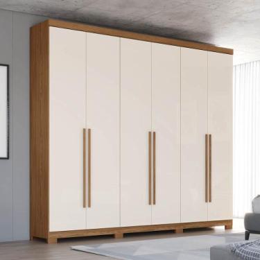 Imagem de Guarda-roupa 250cm Casal 6 Portas 4 Gavetas de MDF Pétrus Henn, Nature