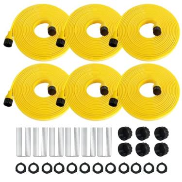 Imagem de Holldoor Pacote com 6 mangueiras de irrigação com furos de 7,6 m – Mangueira de imersão flexível para gramado e jardim, sistema total de irrigação por gotejamento de 45 metros – Solução de irrigação