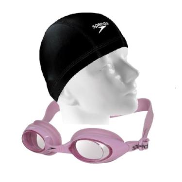 Imagem de Kit Natação Speedo Óculos Splashy Antiembaçante + Touca Xtrafit Tecido (rosa + xtrafit preta)