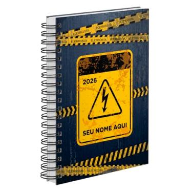 Imagem de Agenda Comercial 2026 Personalizada Capa Dura Eletricista Fitas