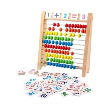 Imagem de Ábaco De Madeira Arco-íris, Brinquedo De Matemática Para Crianças, Con