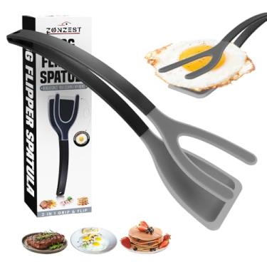 Imagem de Pinça de espátula de cozinha de silicone, resistente ao calor, sem BPA, panelas antiaderentes para ovos, peixes, panquecas, preta