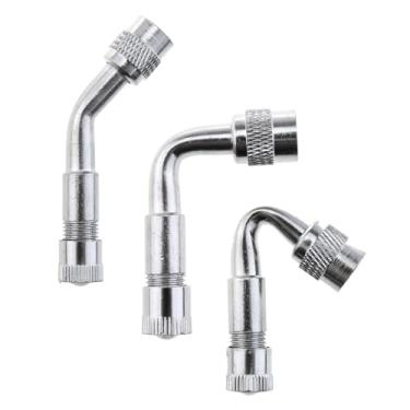 Imagem de MEETOOT Kit de extensão de haste de válvula de 3 peças, adaptadores de válvula de 45/90/135 graus para veículos de passageiros de roda dupla, trailers, carrinhos, bicicletas, motocicletas e reboques