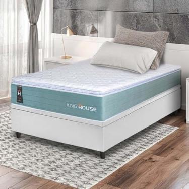 Imagem de Conjunto Box Baú Branco Lagos Verde Molas Ensacadas Solteiro 88x188x73 - King House