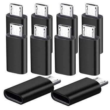 Imagem de POHFP USB C to Micro USB Adapter 10Pack, C Female to Micro USB Male Convert Connector Support Charge and Data Sync Compatible with Samsung Galaxy S7 S7 Edge, Nexus 5 6 and More Micro USB Devices