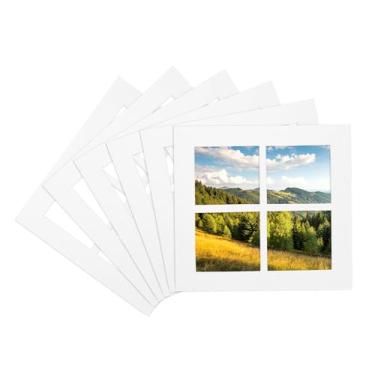 Imagem de PATIKIL Tapete de 25 x 25 cm para foto de 9 x 9 cm, pacote com 11 tapete pré-cortado sem ácido, quadro de quadro de quadro branco para fotos, impressões, exibições de arte, estilo 4 grades, branco