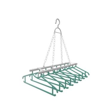 Imagem de Mini Varal Para Camisas c/ 08 Cabides - FlashLimp, Verde