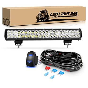 Imagem de GOOACC Conjunto de luzes de LED de 50,8 cm 126W 11340LM para barco, luzes off-road com 12V 5 pinos interruptor basculante kit de chicote de fiação para caminhão Jeep Golf carrinho, 2 anos de garantia