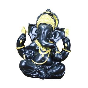 Imagem de IEUDNS Estatueta de Ganesha, Estátua do Senhor Ganesh, Peça de Arte Decorativa, Decoração para Casa, Escultura de Buda, Estatueta de Elefante Ganesh, Preto