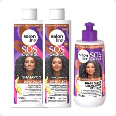 Imagem de Kit Salon Line SOS Cachos Super Óleos: Shampoo 300ml e Condicionador 200ml + Creme Para Pentear 300ml