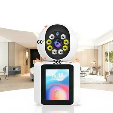 Imagem de Câmera Wi-Fi de Segurança 4MP, Tela LCD Integrada, Vídeo Chamada 2K, Áudio Bidirecional, Rastreamento Inteligente, Visão Noturna Colorida