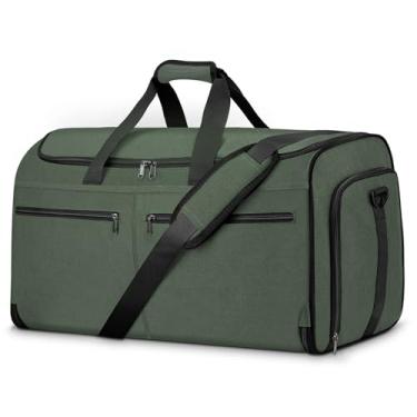 Imagem de Bolsa de viagem para viagem, bolsa de viagem conversível Bukere com compartimento para sapatos, alça de ombro removível, bolsa de terno 2 em 1 para homens e mulheres, Verde, Bolsa de vestuário para viagem