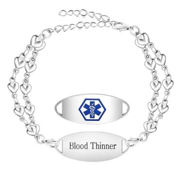 Imagem de Vivaday Pulseira médica personalizada | Pulseiras de identificação médica de emergência com gravação | Corrente dupla personalizada nome e mensagem joias | Escalada de montanha unissex Y4025-Y4026