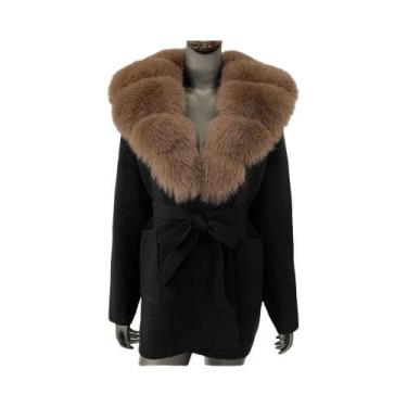 Imagem de Casaco de Pele de Raposa Verdadeira para Inverno - Cardigan Feminino c