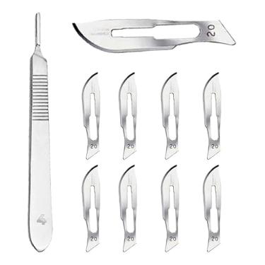 Imagem de Kit Ferramenta de Podologia 10 Lâminas N°20 e Cabo de Precisão N°4 em Aço Inox Autoclavável