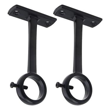 Imagem de HOJLKLD Suportes de varão de cortina para montagem no teto, suportes resistentes de varão de cortina de teto e parede para mastro drapeado de 2,5 cm, conjunto de 2 (preto)