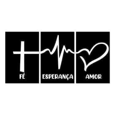 Imagem de Kit 3 Placas Decorativas Frase Amor Fé Esperança 20x30cm Mdf