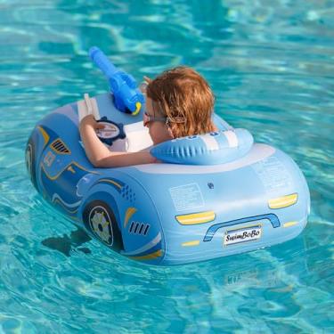 Imagem de Free Swimming Baby Boias De Piscina Swimbobo Com Pistola D'Água Para Crianças Pequenas, Flutuantes Natação, Brinquedos Festa Na Praia Meninos E Meninas (Carro Azul)
