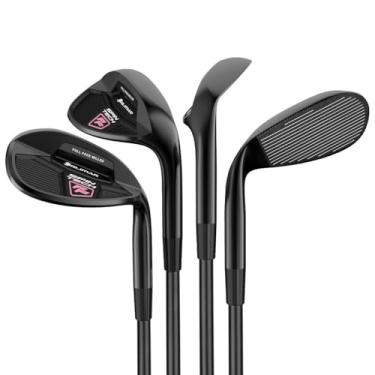 Imagem de Orlimar Golf Spin Tech Conjunto completo de 4 peças preto/rosa cunha para mulheres, 52 56 60 64 mão esquerda (arremesso/areia/lob/cunha utilitária)